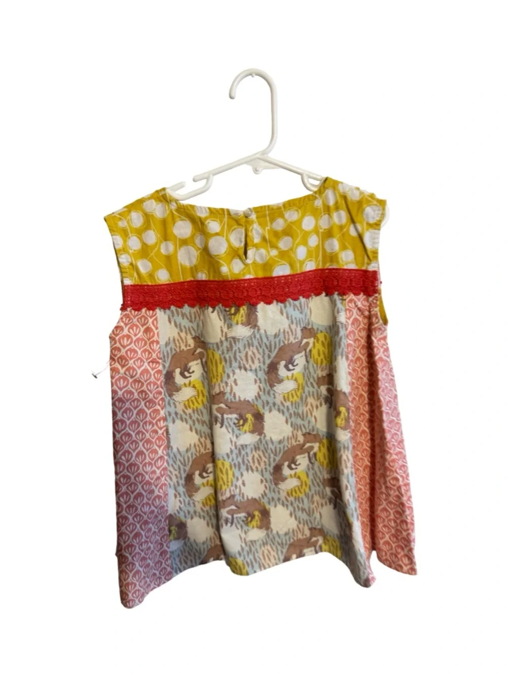 Persnickety Colorful Fox Sleeveless Top Girls Size 7 Yellow Boutique Shirt